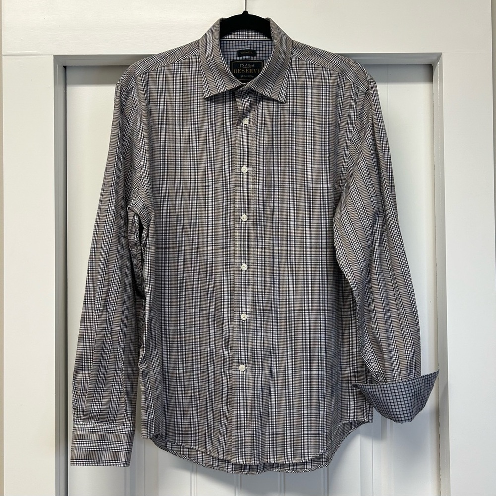 Jos. A. Banks Reserve Men’s Long Sleeve Button Down Tailored Fit Plaid Size M